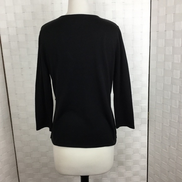 RQT black sweater w/silver rhinestone pin, Size M - Picture 2 of 4